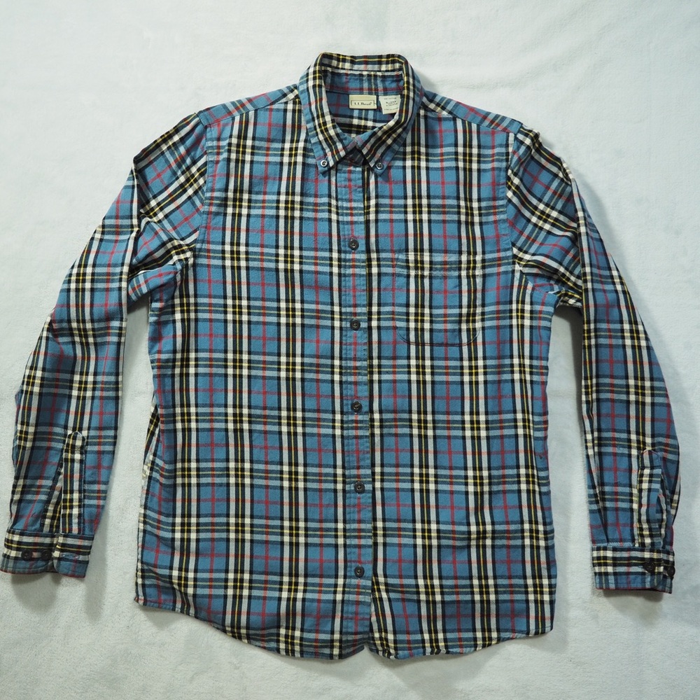 L.L. Bean Women Sz S Blue Plaid Button-Up Shirt Red and Black 100% Cotton